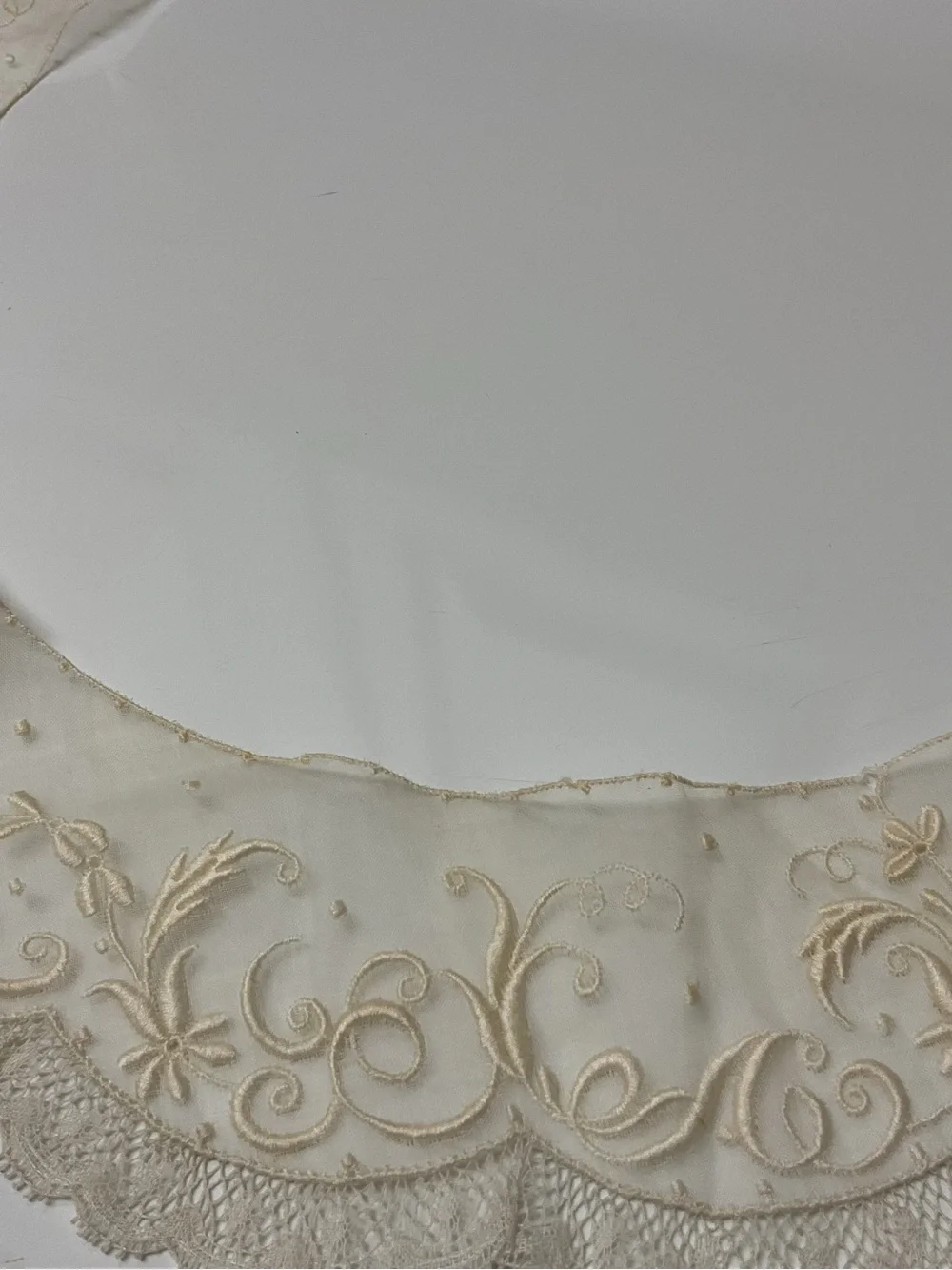 Antique Cream Embroidered Lace piece